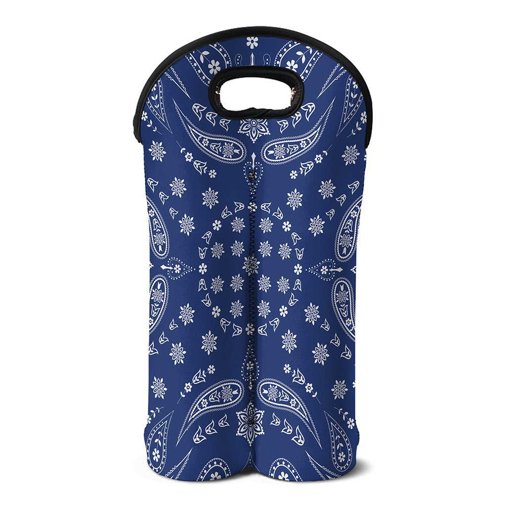 Blue Paisley Bandana Print Double Neoprene Wine Tote