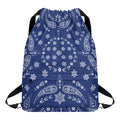 Blue Paisley Bandana Print Drawstring Backpack