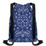 Blue Paisley Bandana Print Drawstring Backpack