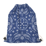 Blue Paisley Bandana Print Drawstring Bag