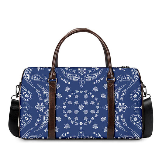 Blue Paisley Bandana Print Duffle Bag