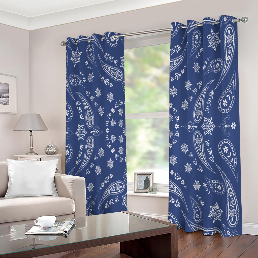 Blue Paisley Bandana Print Extra Wide Grommet Curtains