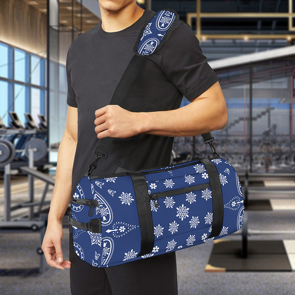 Blue Paisley Bandana Print Gym Bag