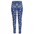 Blue Paisley Bandana Print High-Waisted Pocket Leggings