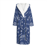 Blue Paisley Bandana Print Hooded Bathrobe