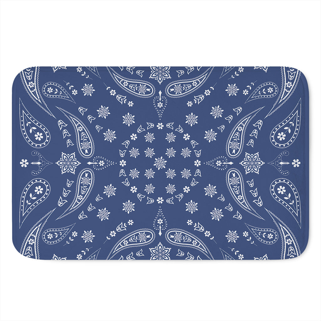 Blue Paisley Bandana Print Indoor Door Mat