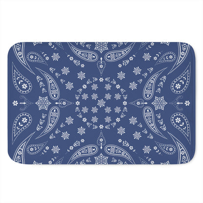 Blue Paisley Bandana Print Indoor Door Mat