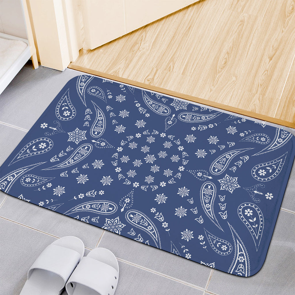 Blue Paisley Bandana Print Indoor Door Mat