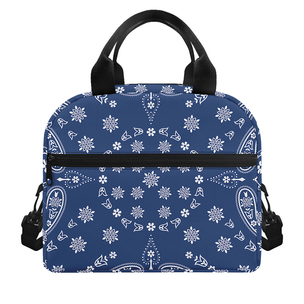 Blue Paisley Bandana Print Insulated Lunch Bag