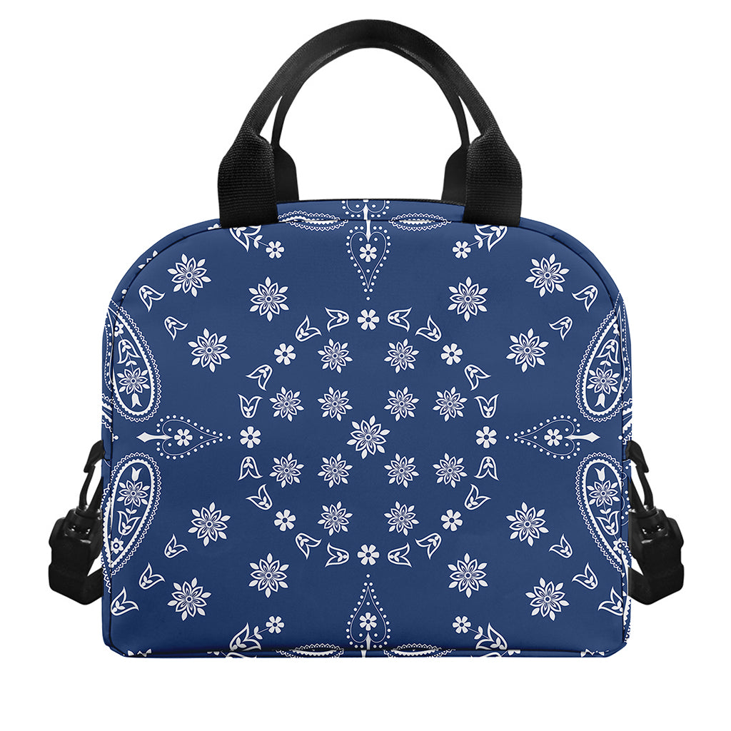 Blue Paisley Bandana Print Insulated Lunch Bag