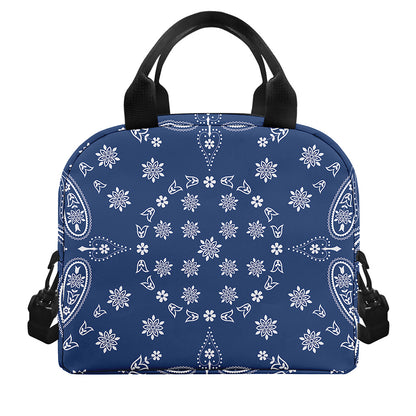 Blue Paisley Bandana Print Insulated Lunch Bag
