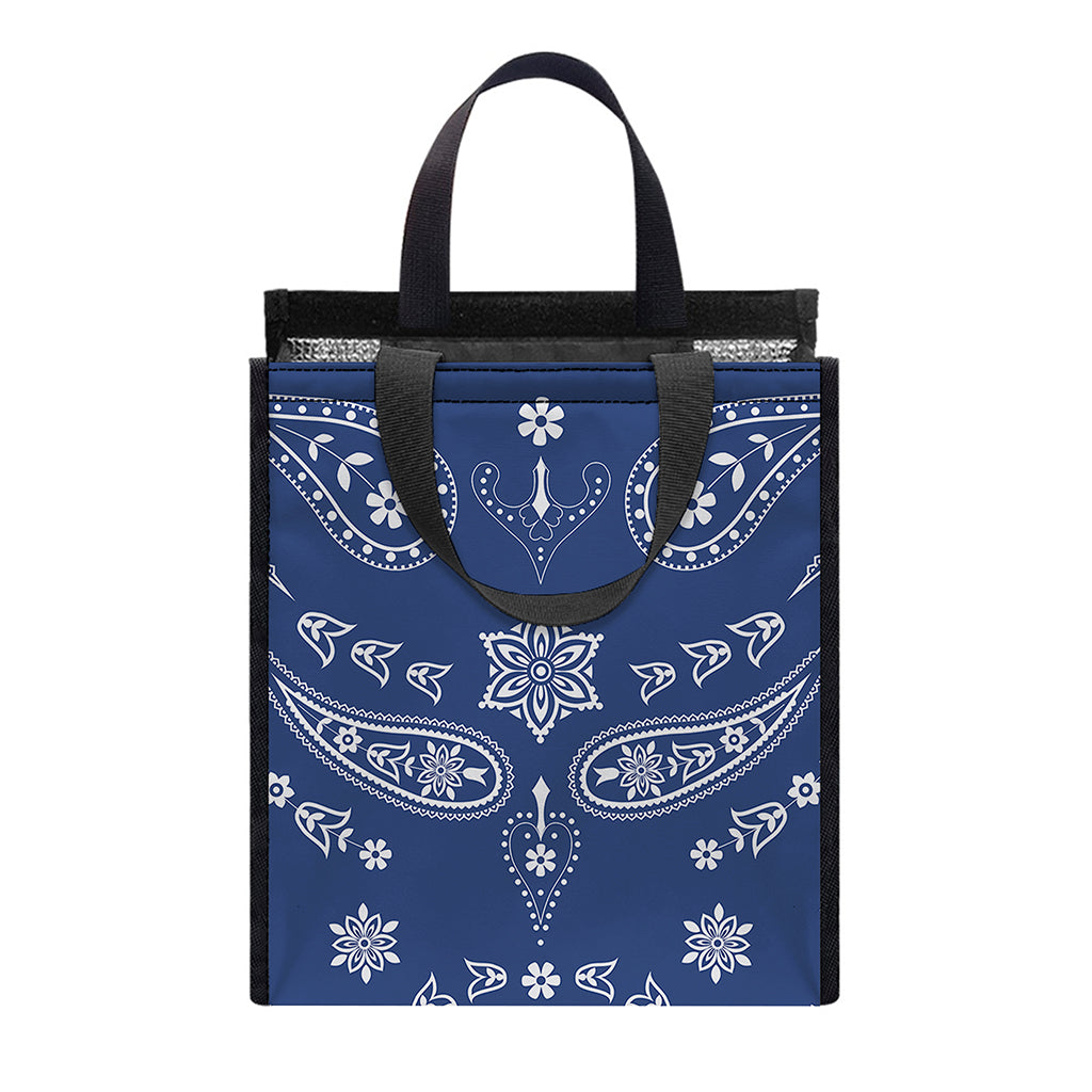 Blue Paisley Bandana Print Insulated Lunch Tote