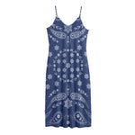 Blue Paisley Bandana Print Jersey Midi Cami Dress
