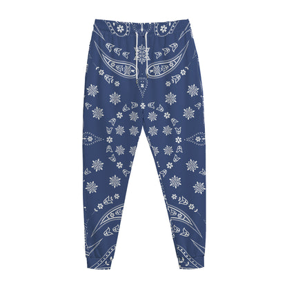 Blue Paisley Bandana Print Jogger Pants