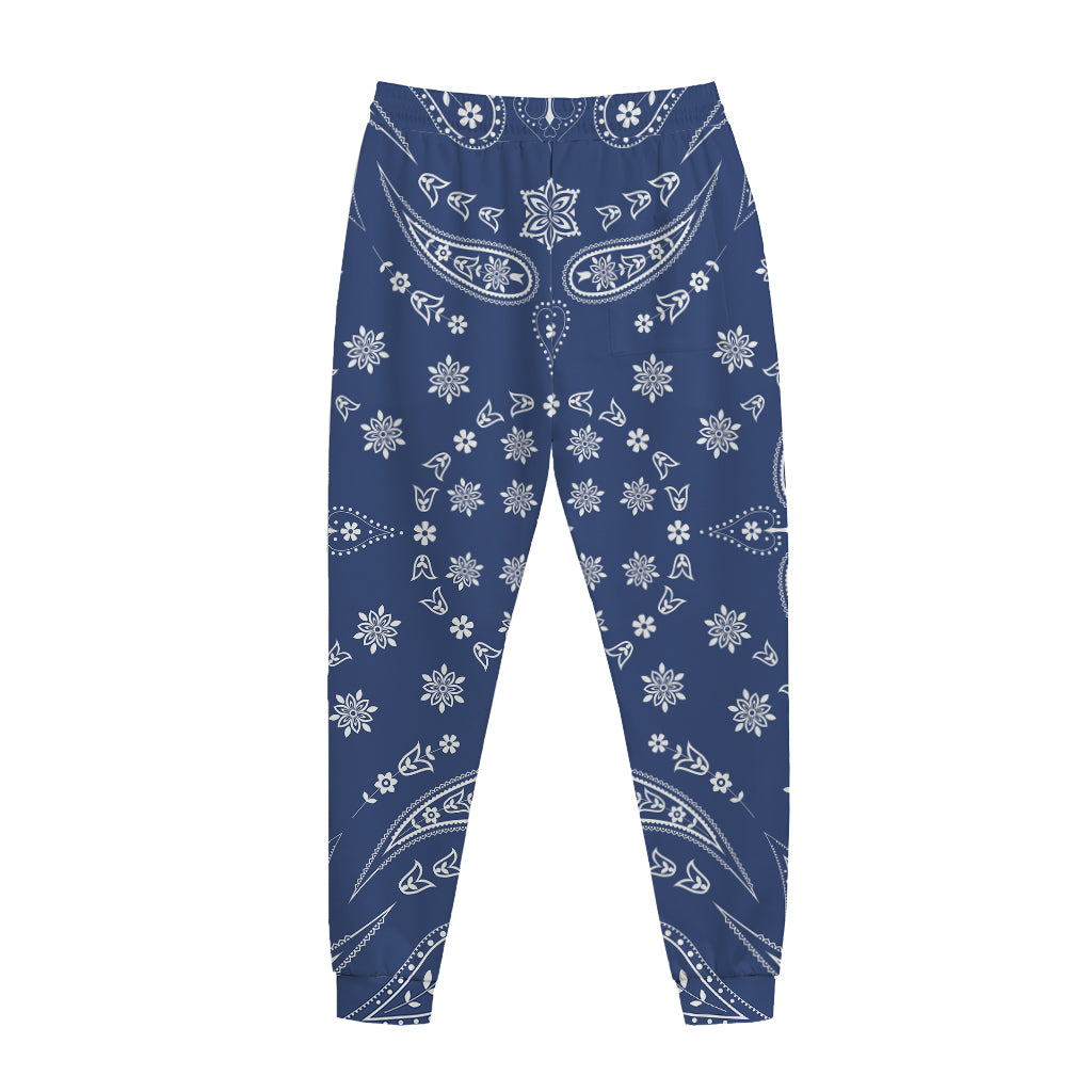 Blue Paisley Bandana Print Jogger Pants