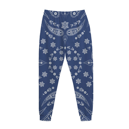 Blue Paisley Bandana Print Jogger Pants