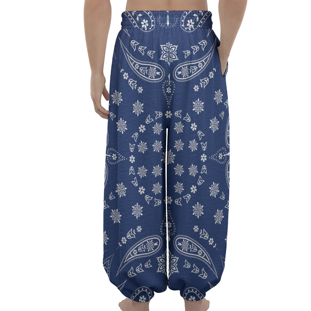Blue Paisley Bandana Print Lantern Pants