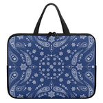 Blue Paisley Bandana Print Laptop Sleeve With Handle