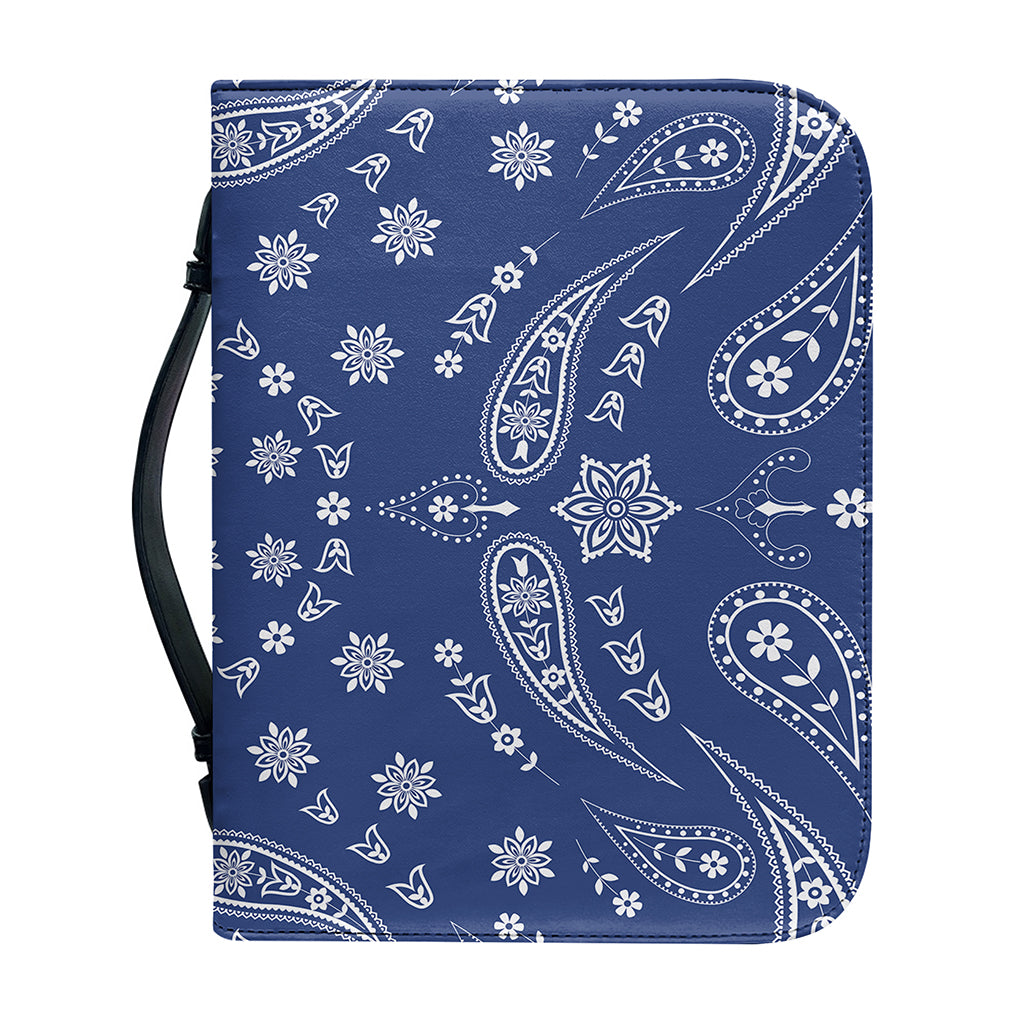 Blue Paisley Bandana Print Leather Bible Cover