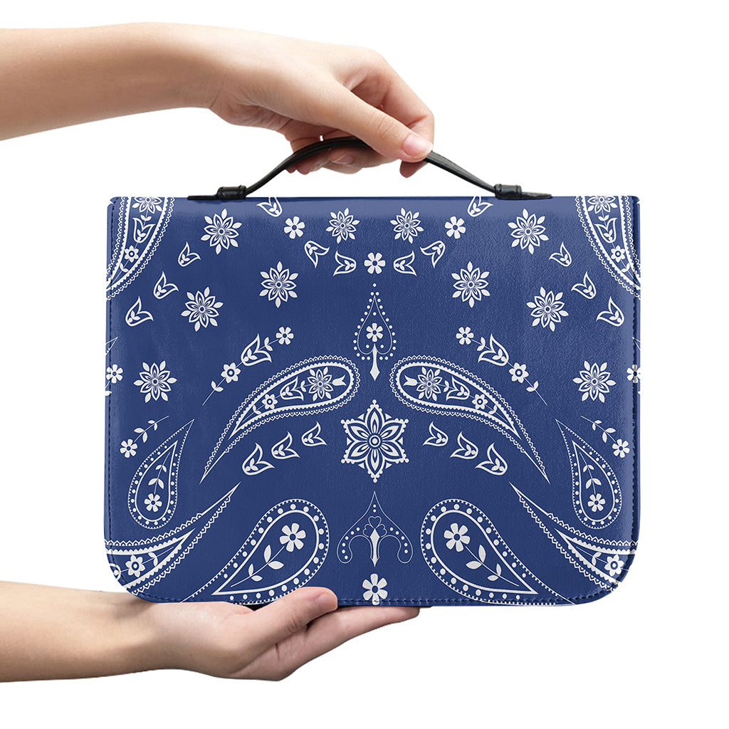 Blue Paisley Bandana Print Leather Bible Cover