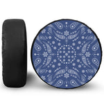 Blue Paisley Bandana Print Leather Spare Tire Cover