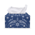 Blue Paisley Bandana Print Leather Tissue Box Cover
