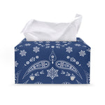 Blue Paisley Bandana Print Leather Tissue Box Cover