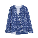 Blue Paisley Bandana Print Long Sleeve Short Coat
