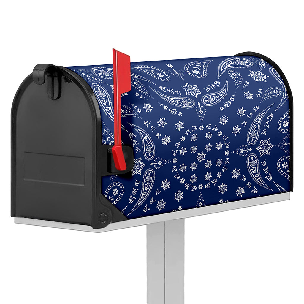 Blue Paisley Bandana Print Mailbox Cover