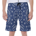 Blue Paisley Bandana Print Men's Beach Shorts