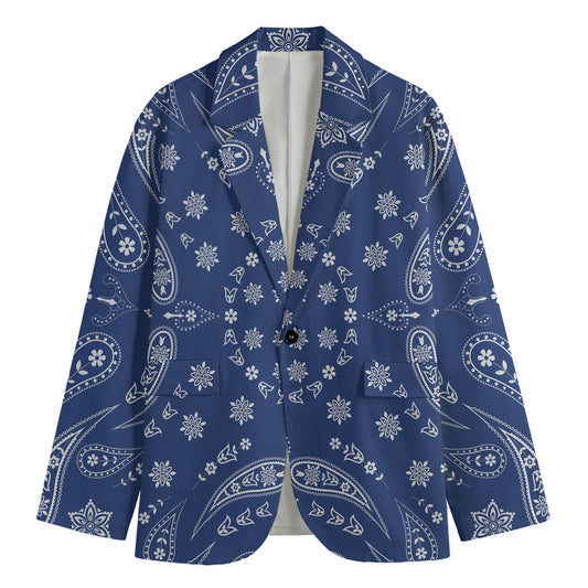 Blue Paisley Bandana Print Men's Blazer