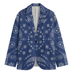 Blue Paisley Bandana Print Men's Blazer