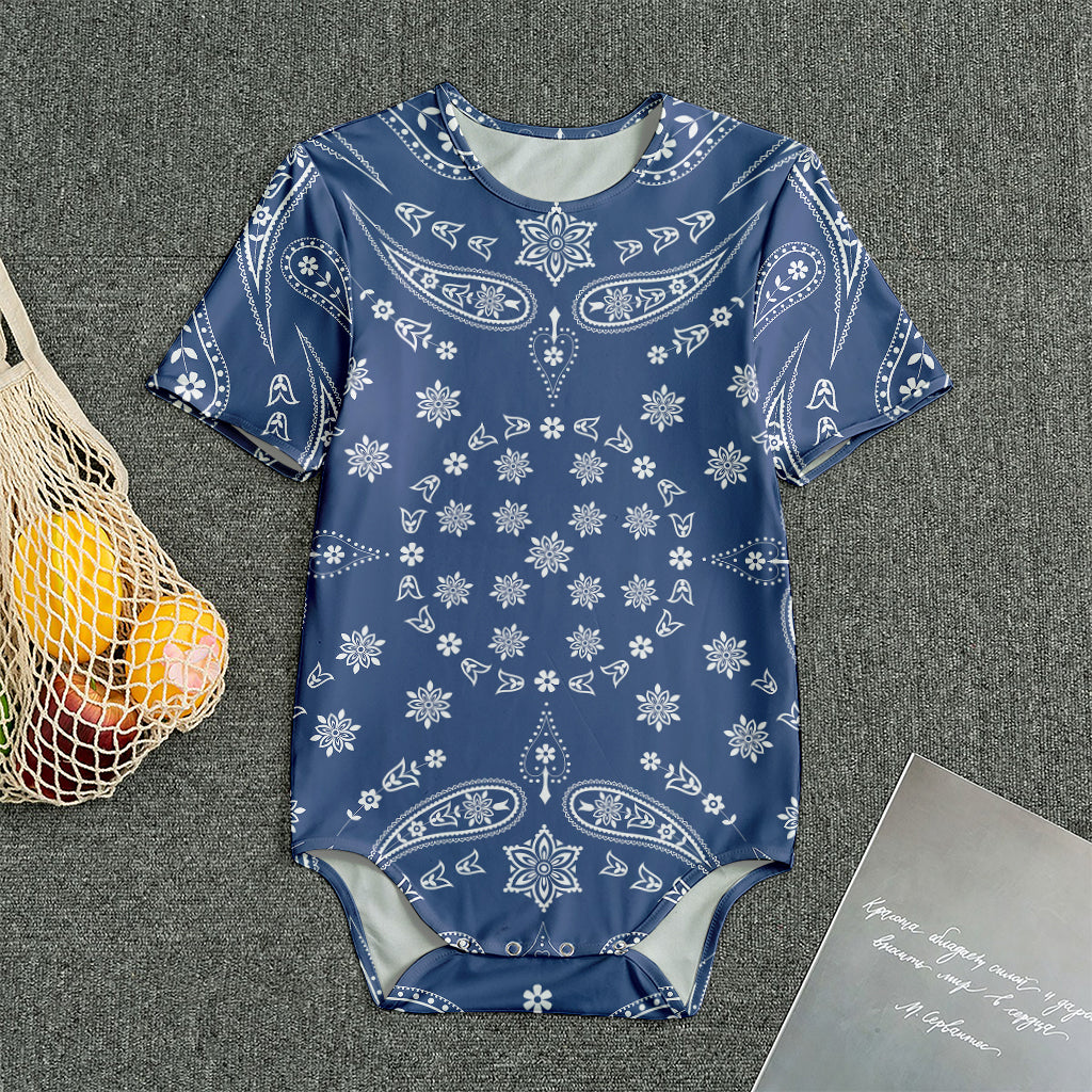 Blue Paisley Bandana Print Men's Bodysuit