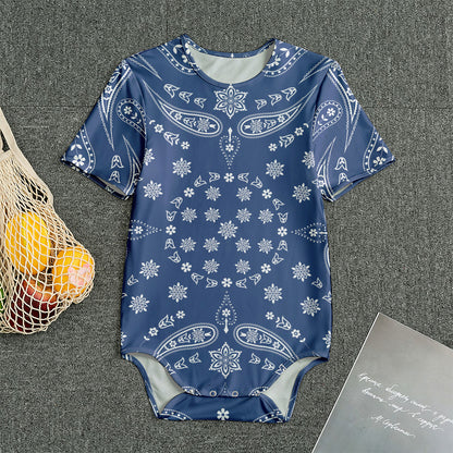 Blue Paisley Bandana Print Men's Bodysuit