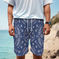 Blue Paisley Bandana Print Men's Cargo Shorts