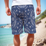 Blue Paisley Bandana Print Men's Cargo Shorts