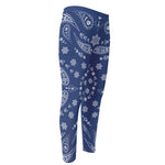 Blue Paisley Bandana Print Men's Compression Pants