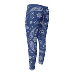 Blue Paisley Bandana Print Men's Compression Pants