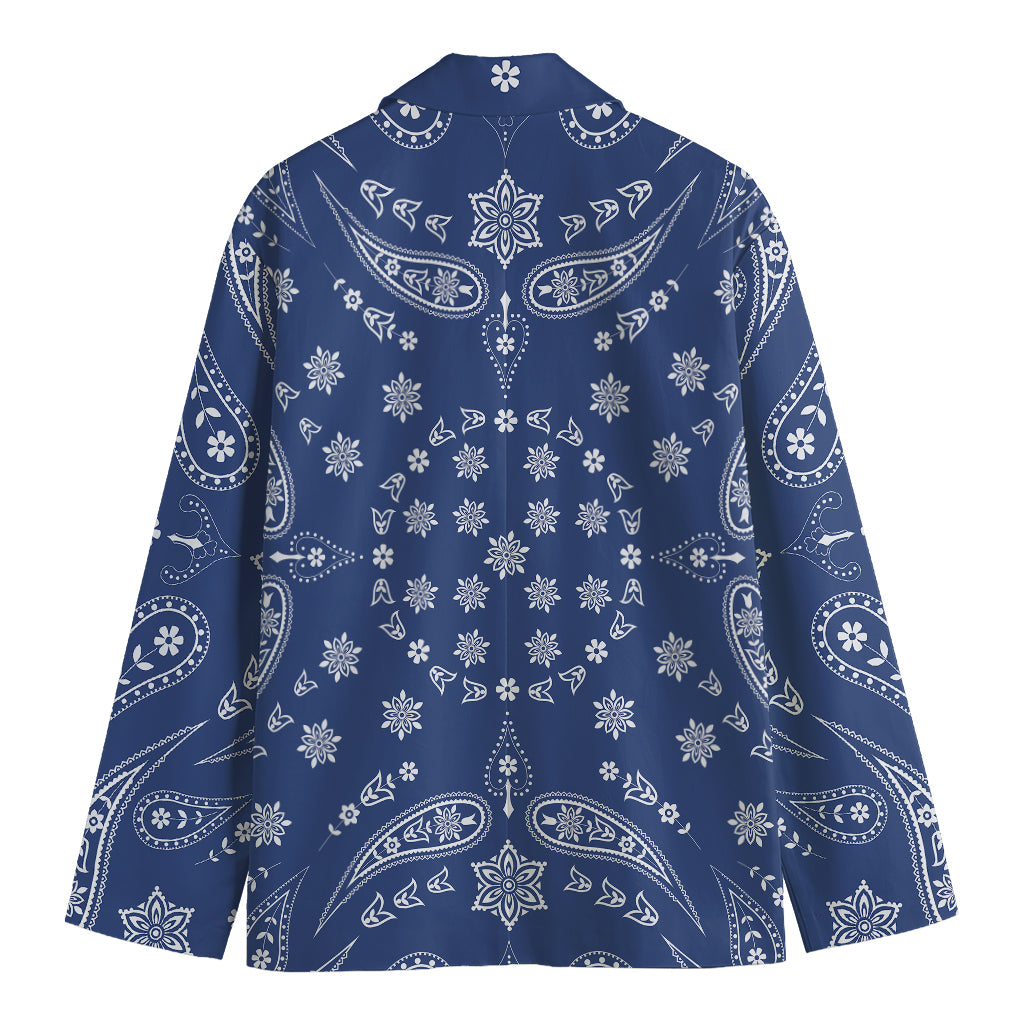 Blue Paisley Bandana Print Men's Cotton Blazer