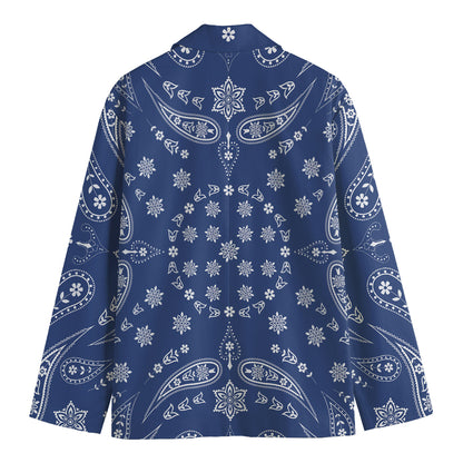 Blue Paisley Bandana Print Men's Cotton Blazer
