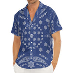 Blue Paisley Bandana Print Men's Deep V-Neck Shirt