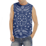 Blue Paisley Bandana Print Men's Fitness Tank Top