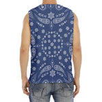 Blue Paisley Bandana Print Men's Fitness Tank Top