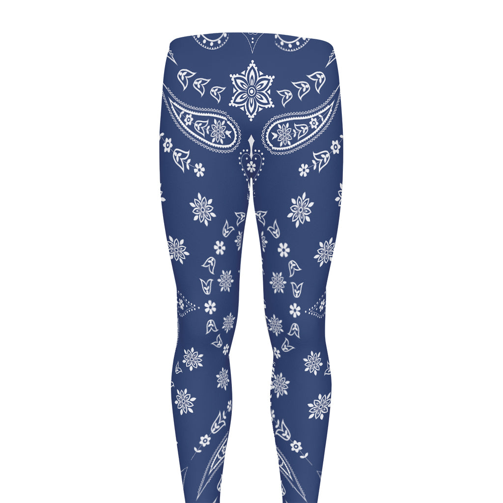 Blue Paisley Bandana Print Men's leggings