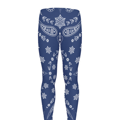 Blue Paisley Bandana Print Men's leggings