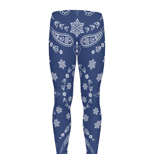 Blue Paisley Bandana Print Men's leggings