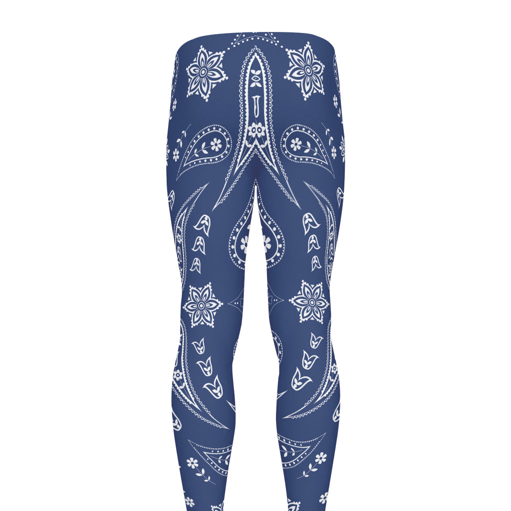 Blue Paisley Bandana Print Men's leggings