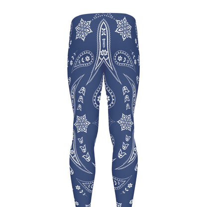 Blue Paisley Bandana Print Men's leggings