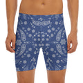 Blue Paisley Bandana Print Men's Long Boxer Briefs