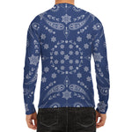 Blue Paisley Bandana Print Men's Long Sleeve Rash Guard